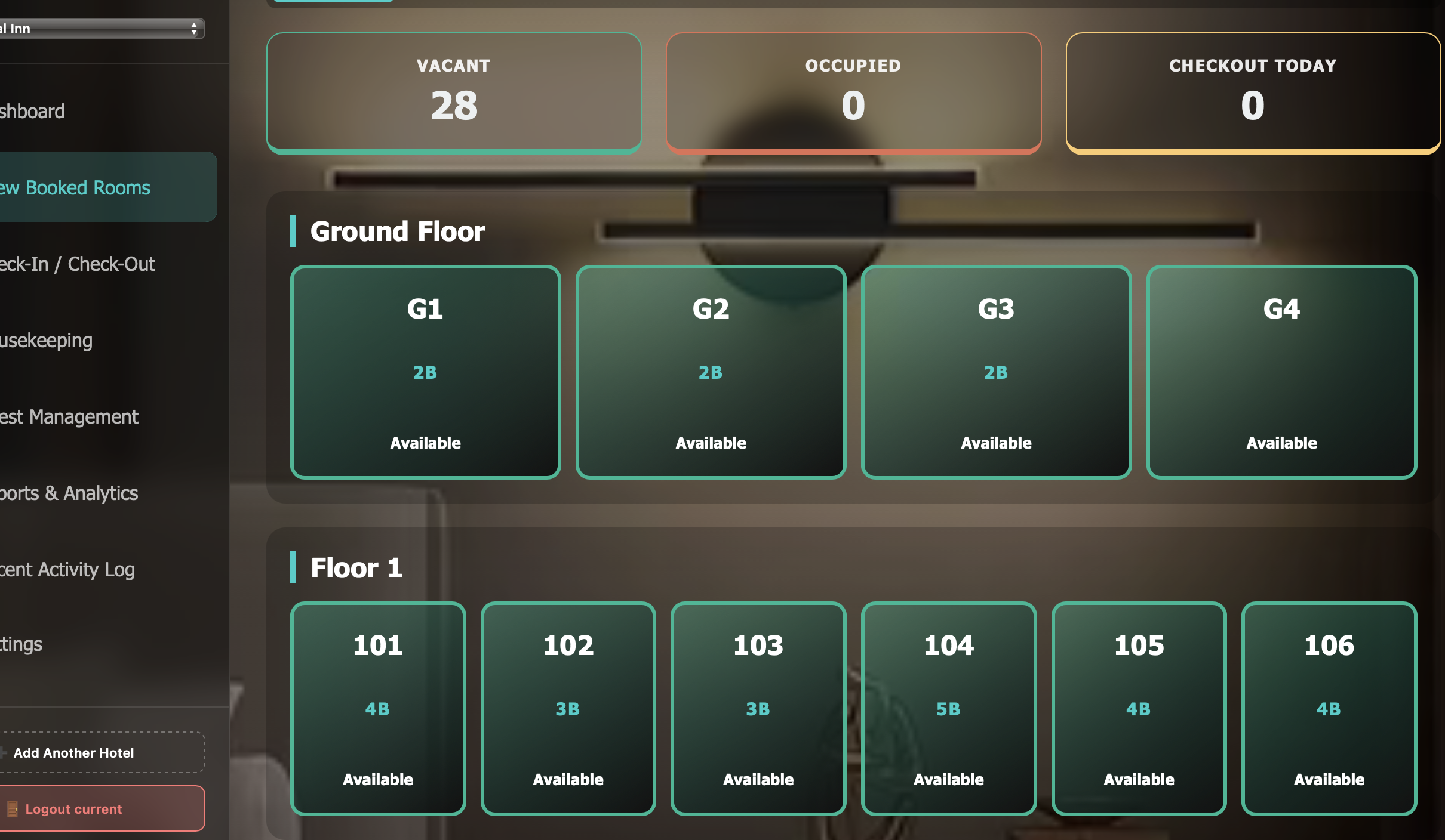 SyncStays Hotel Management Software - Intuitive Room Grid and Booking Dashboard